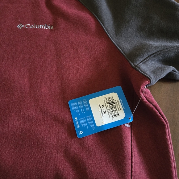 Columbia Men's Hart Mountain II Drawstring Gray/Burgundy Sweatshirt Hoodie Sz XL - Picture 7 of 7